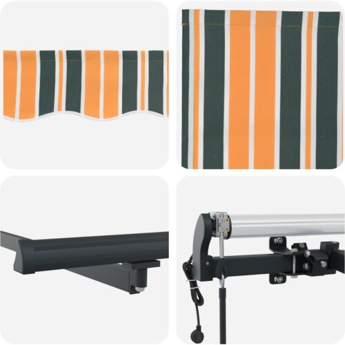 vidaXL avtomatska retraktibilna tenda Zelena in rumena 400x300 cm, zamenjava tkanine za tenda za okvir 4x3 m Zelena in rumena Cene