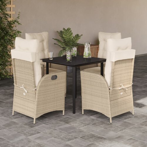  5-dijelni vrtni blagovaonski set od poliratana s jastucima bež 80 x 80 x 74 cm Cene