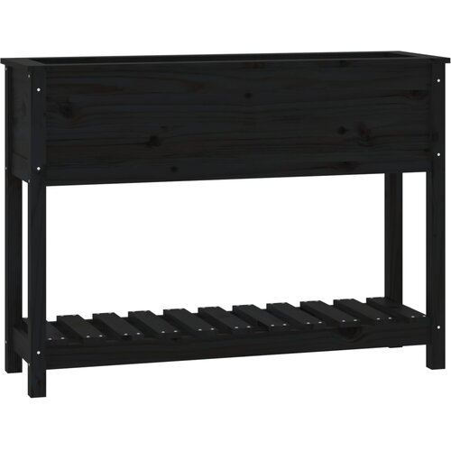 VidaXL Visoka greda s polico črna 111,5x34,5x81 cm trdna borovina, (20758890) Slike