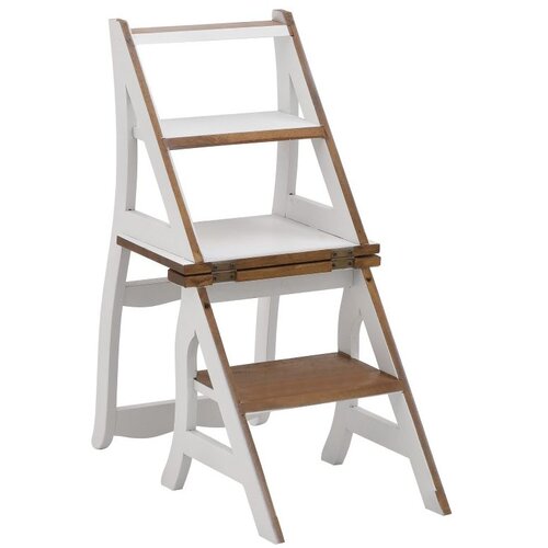 Diker HOME Drvena stolica - merdevine na rasklapanje natural 86x42x47/42 cm bela Cene
