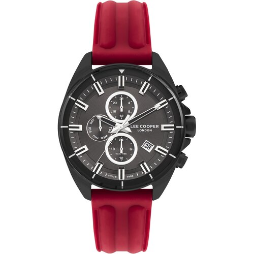 Lee Cooper Muški sat LC07881.668, Sivo kućište, Crveni Cene