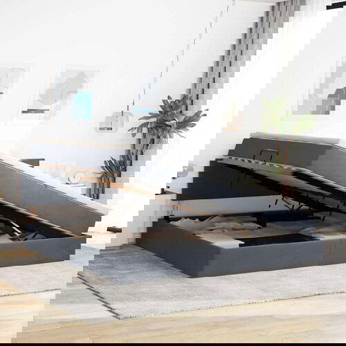 vidaXL Krevet S LED lampica s pohranom Tamno siva 200 x 200 cm Baršun Cijene