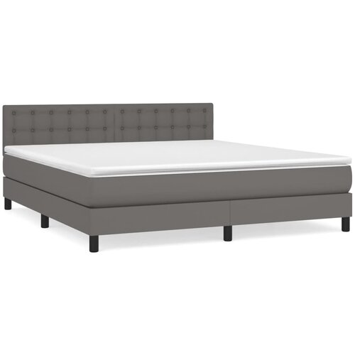 VidaXL Box spring postelja z vzmetnico siva 180x200 cm umetno usnje, (20789889) Slike