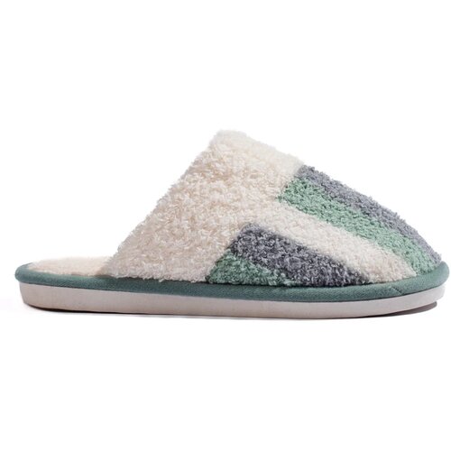 Shelvt Warm white and green striped slippers Cene