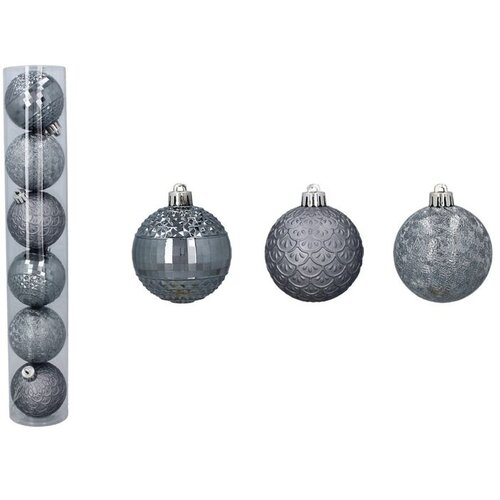 Molarem Home Set od 6 kuglica za božićno drvce &amp;ndash; 6 cm, siva Slike