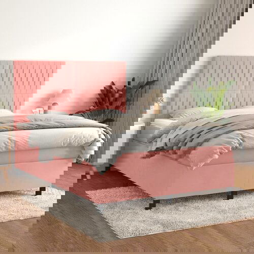 vidaXL Box spring postelja z vzmetnico roza 140x190 cm žamet Cene
