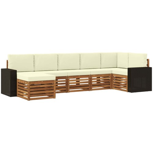 vidaXL Kotna sedežna garnitura z blazino 7 pcs Naravna in smetana, (5000283554) Cene