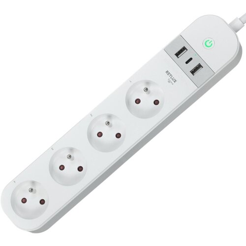 Retlux Pametni produžni kabl sa prekidačem 4Z + 2xUSB-A+1xUSB-C 1,5m Wi-Fi Tuya Slike