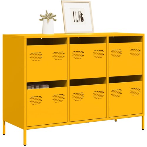 vidaXL Komoda gorčično rumena 101,5x39x73,5 cm hladno valjano jeklo Cene