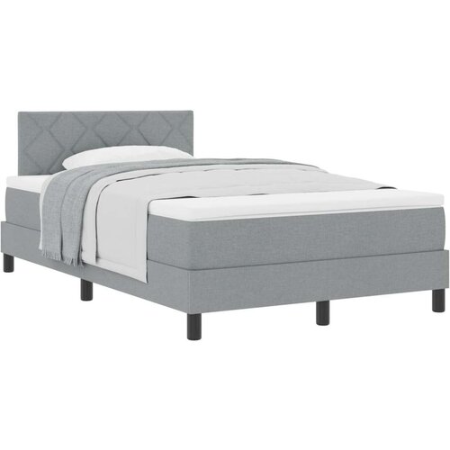  Krevet s oprugom s madracem svijetlosivi 120x190 cm tkanina Slike