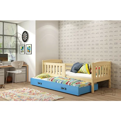 BMS Group Otroška postelja Kubus z dodatnim ležiščem - 90x200 cm - bor/modra