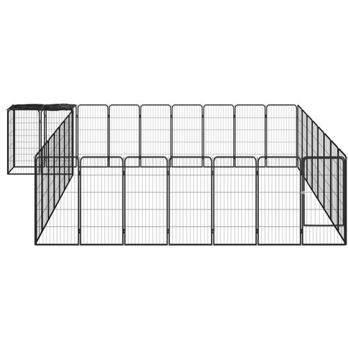  Ograda za pse s 34 panela crna 50 x 100 cm čelik obložen prahom Slike