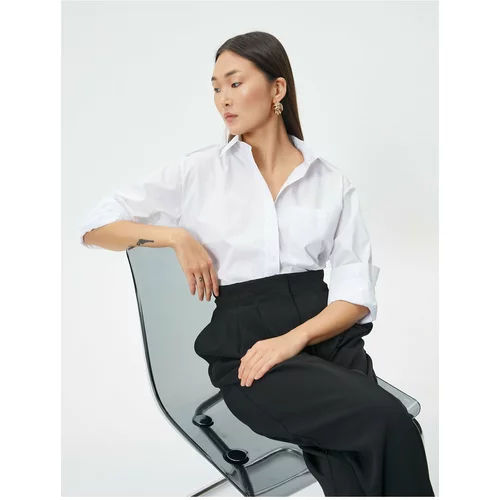 Koton Classic Poplin Shirt Long Sleeve Buttoned Pocket Detailed Cotton