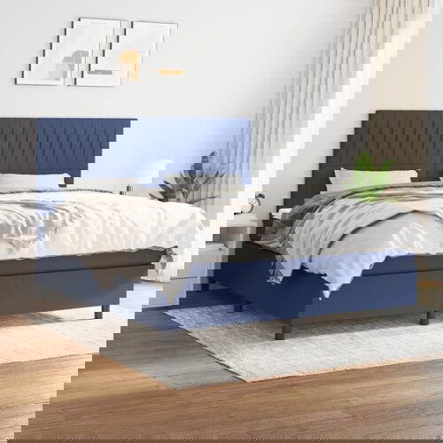  The Living Store Box spring postelja z vzmetnico modra 160x200 cm blago - Box Spring Postelja, (21449819) Slike