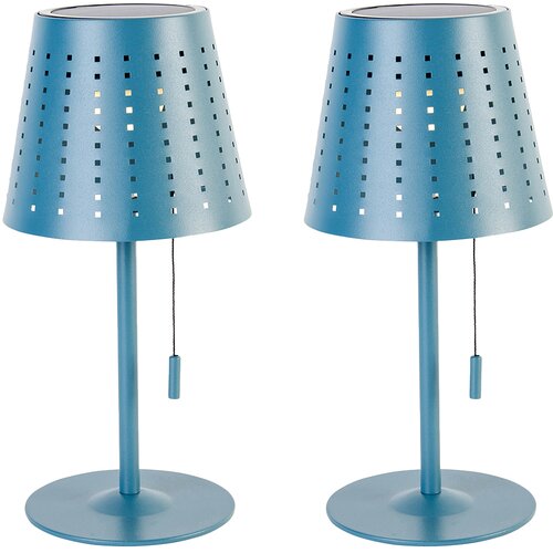 QAZQA Set van 2 tafellampen blauw incl. LED 3-staps dimbaar oplaadbaar en solar - Ferre Cene