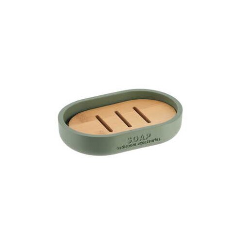 Tendance posuda za sapun 8,4x12,3x2,3cm poliresin zelena/bamboo Slike