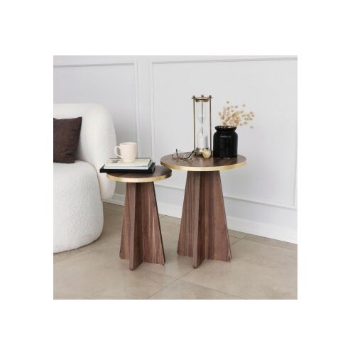 Hanah home set stolova mushroom 2 gold walnut Slike