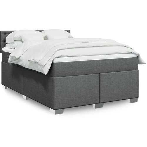 vidaXL Box spring posteljni z vzmetnico temno siv 140x190 cm blago Cene