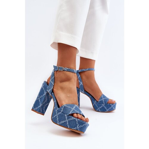 Kesi Blue Acrana High Heeled Denim Sandals Cijene