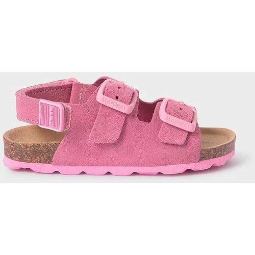 Mayoral Otroški sandali iz semiša roza barva