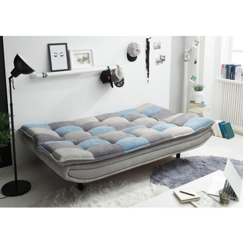 MID.YOU ZOFA S POSTELJNO FUNKCIJO, modra, umazano rjava, temno siva tekstil, leseni material Slike