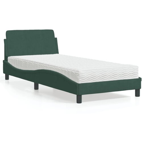 VidaXL Postelja z vzmetnico temno zelena 90x200 cm žamet Slike