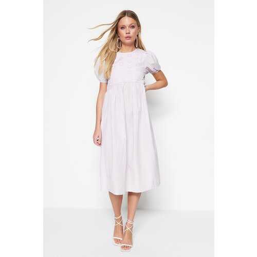 Trendyol Lilac Embroidered Dress Cene