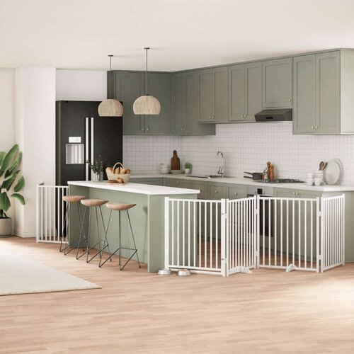 vidaXL Ograda za pse z vrati zložljiva 12 panelov bela 960 cm les Cene