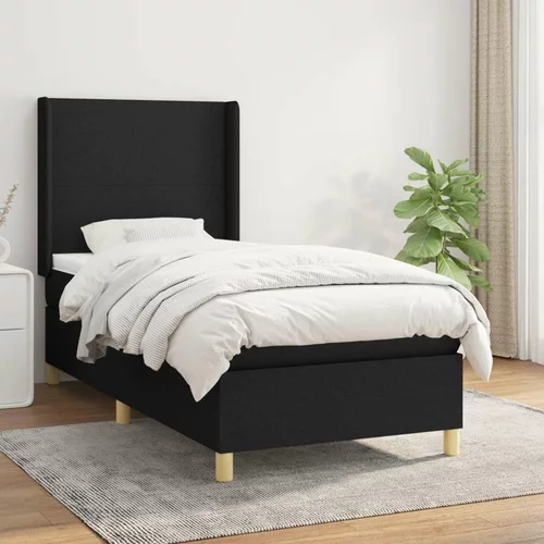 Box spring postelja z vzmetnico črna 80x200 cm blago, (20791962)