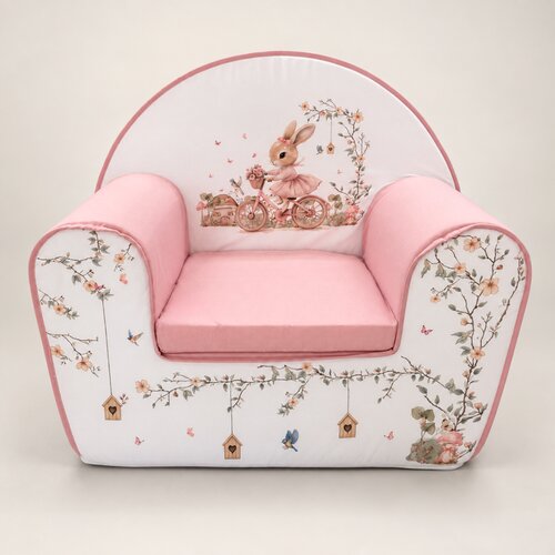 Tri Drugara Foteljica za decu Zeka roze 48x48x36 cm Slike