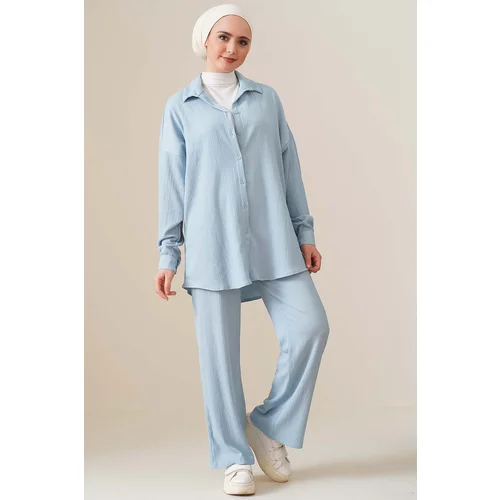 Bigdart T5858 Knitted Hijab Two Piece Suit - Light Blue