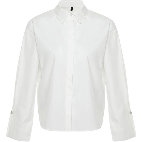 Trendyol Ecru Stone Button Detailed Woven Shirt Cene