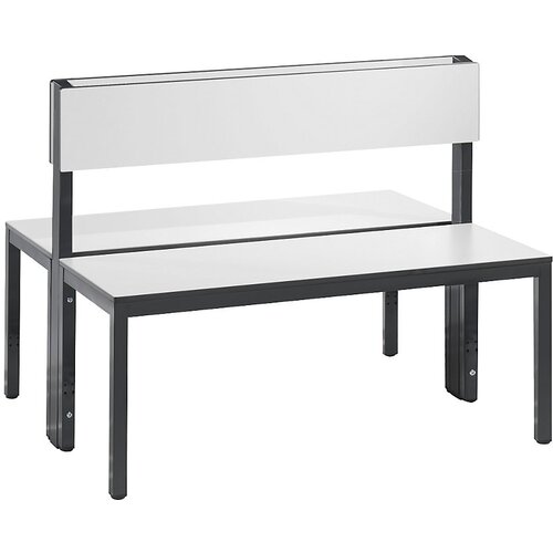 C+P Garderobna klop BASIC PLUS, obojestranska, sedežna površina iz HPL, polovična višina, dolžina 1000 mm, bele barve Cene