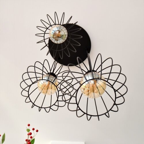  LED luster na sajli MERCURE 3xE27/15W/230V, prečnika 50 cm, crne boje Slike