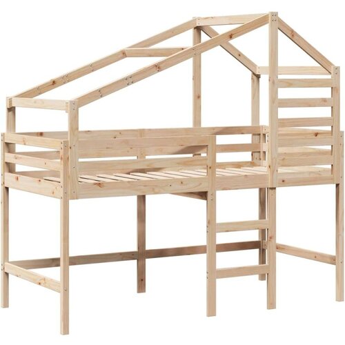 vidaXL Posteljni okvir z lestvijo in streho 90x200 cm borovina Cene