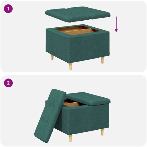  Otoman za pohranu Tamnozelena 60 x 60 x 45 cm tkanina - Tamnozelena 60 cm tkanina Slike