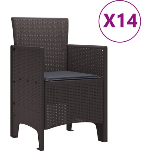 vidaXL 15-delni vrtni jedilni set z blazinami Rjava Poli Ratan Cene