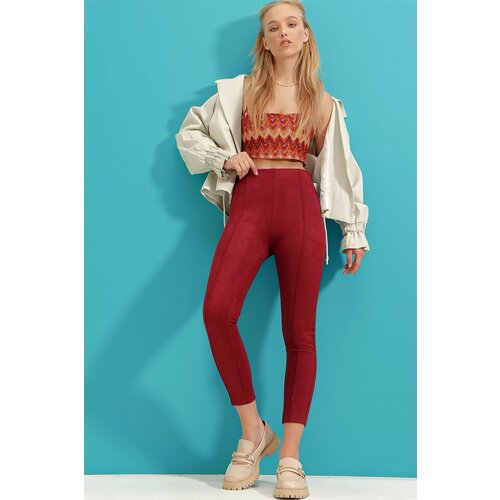 Trend Alaçatı Stili Pants - Burgundy - Slim Slike