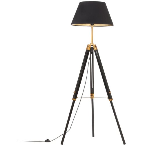 vidaXL Trinožna stoječa svetilka črna in zlata trdna tikovina 141 cm Cene