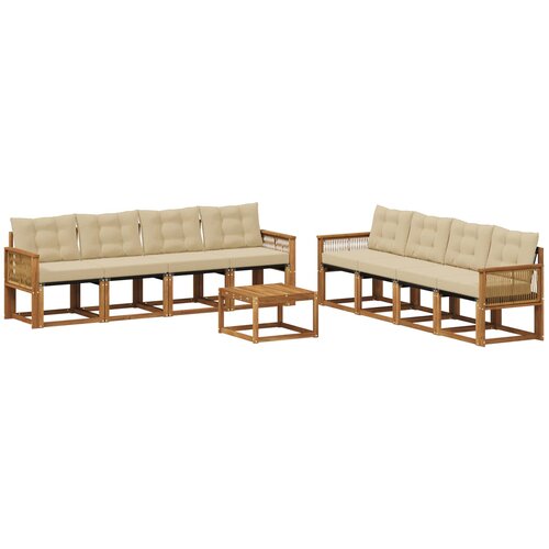 vidaXL Zunanja garnitura za sedenje z blazino 9 pcs Naravna in bež, (5000271683) Cene