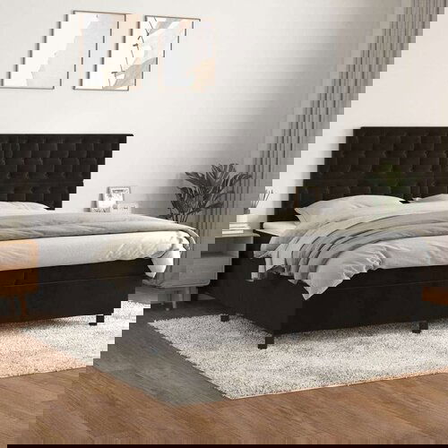  S oprugama i madracem crni 200x200 cm baršunasti Cijene