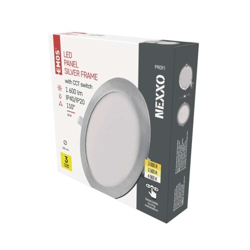  LED vgradno svetilo NEXXO, okroglo, srebrno, 18W, nastavljiva CCT Slike