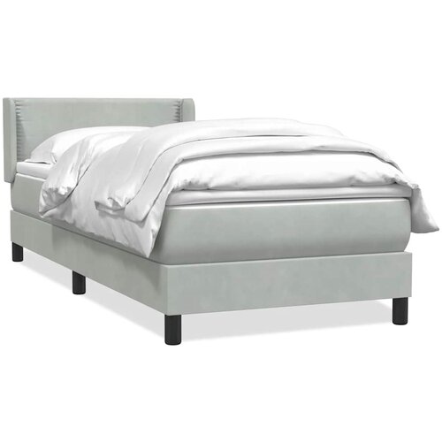 Maison Chic Box spring postelja - Vzmetna postelja z vzmetnico svetlo siva 80x220 cm žamet SL25289, (21890764) Slike