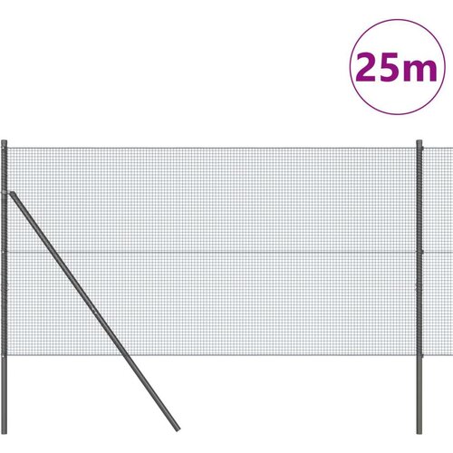 VidaXL Zavarena žičana ograda s 13 postova Siva 1.2x25 m Čelik Slike
