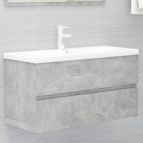 Ormarić za umivaonik boja betona 90x38,5x45cm konstruirano drvo Slike