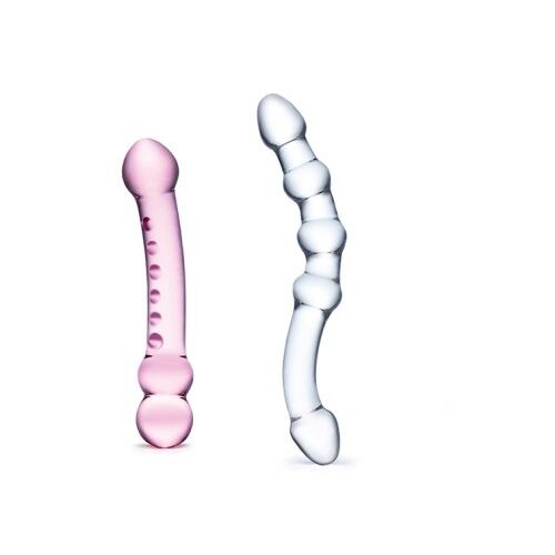Gl&amp;auml;s Pleasure Set Double Pleasure Glass Dildo Set Slike
