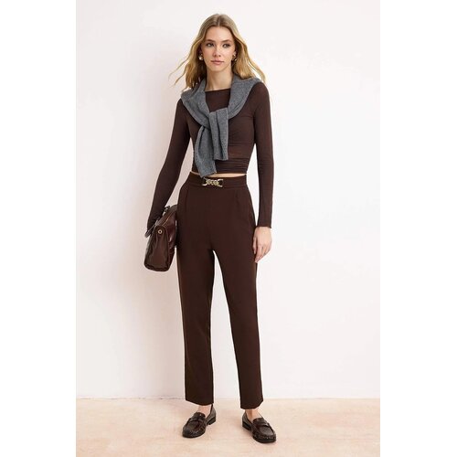 TRENDYOLMILLA ženske pantalone Twoaw26Pl00154, tamno braon/braon Cene