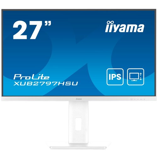 Iiyama 27&amp;quot; WHITE IPS-panel, 1920x1080@100Hz, 300cd/m2, 15cm Height Adj. Stand, Speakers, HDMI, DisplayPort, 1ms (MPRT), USB 2x2.0, dual monitor setup with XUB2797HSN-W2 XUB2797HSU-W2 Slike