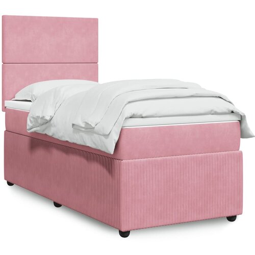 VidaXL Box spring postelja z vzmetnico roza 90x200 cm žamet Slike