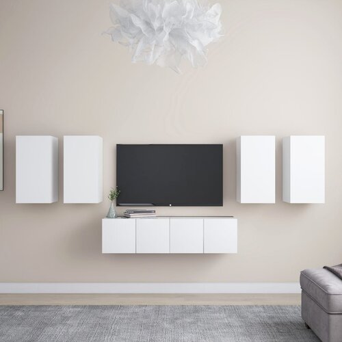  6-dijelni set TV ormarića bijeli od iverice Slike